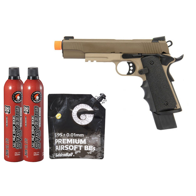 Army Armament Full Metal R32 Gas Blowback Airsoft Pistol - Green Gas Combo - (Tan)