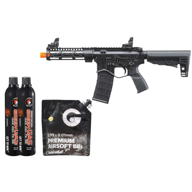 Golden Eagle Compact BD Style 7" inch M-LOK M4 GBB Airsoft Rifle - Green Gas Combo - (Black)