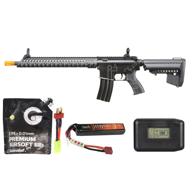 Atlas Custom Works 14.5" Diamond Head Style M4 Aeg - Battery/Adapter/Charger Combo - (Black)