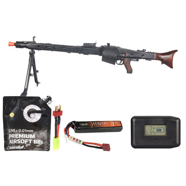 AGM Iu-m42 Maschinengewehr MG42 Full Metal Aeg Machine Gun W/drum Magazine - Battery/Adapter/Charger Combo