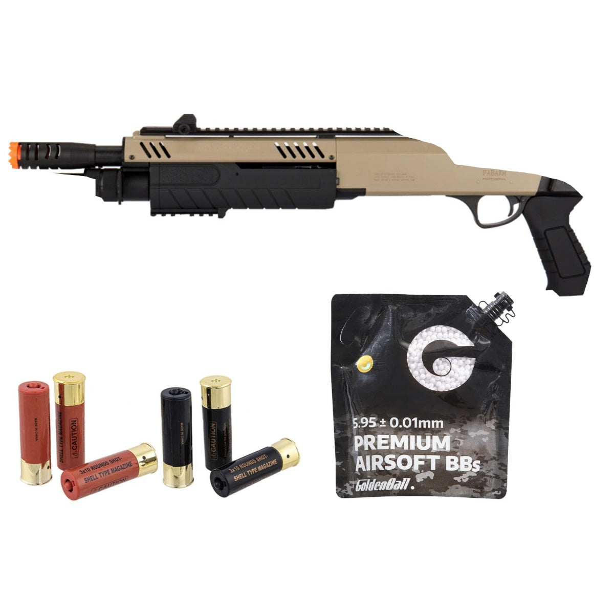 Combo Shell FABARM STF/12 Short Barrel Shotgun/Shell Combo - (Tan) - Army AirsoftGuns