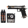 WE-Tech Hi-Capa 6" IREX Competition Full Auto Gas Blowback Airsoft Pistol - (Black/Silver/Gold Barrel) Green Gas Combo