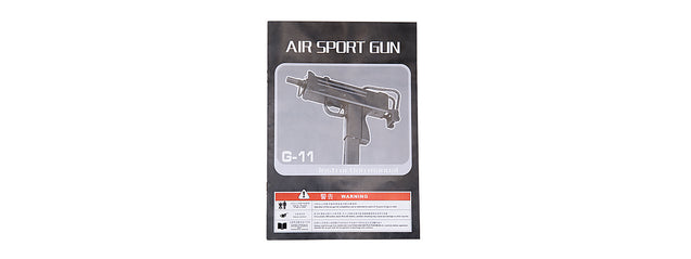 Well G11 MAC-11 SMG Gas Powered Pistol Airsoft Gun with Silencer, Folding Stock - Semi and Auto