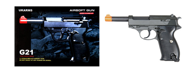 Airsoft Gun UK Arms G21 Airsoft Metal Spring Pistol - BLACK