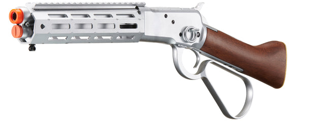 A&K M1873 "Mares Leg" Lever Action Airsoft Green Gas Rifle w/ M-LOK Rail (Color: Silver)