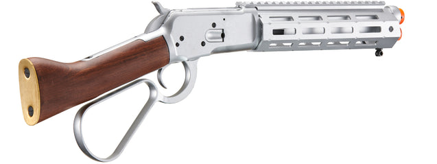 A&K M1873 "Mares Leg" Lever Action Airsoft Green Gas Rifle w/ M-LOK Rail (Color: Silver)