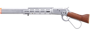 A&K M1873 "Mares Leg" Lever Action Airsoft Green Gas Rifle w/ M-LOK Rail and Suppressor (Color: Silver)