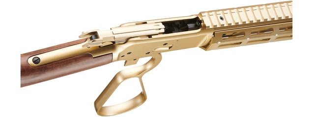A&K M1873 "Mares Leg" Lever Action Airsoft Green Gas Rifle w/ M-LOK Rail and Suppressor (Color: Gold)