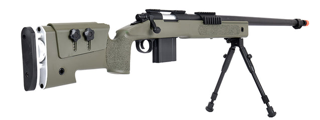 WellFire MB4417 M40A3 Bolt Action Airsoft Sniper Rifle w/ Bipod (OD GREEN)