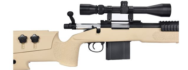 WellFire MB4417 M40A3 Bolt Action Airsoft Sniper Rifle w/ Scope (TAN)