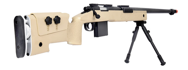 WellFire MB4417 M40A3 Bolt Action Airsoft Sniper Rifle w/ Bipod (TAN)