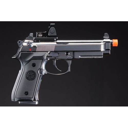 KLI KL-92 AI Optic Ready Silver Version 6mm Dual Power CO2/Gas Blowback Airsoft Pistol Red Dot Combo - (Silver)