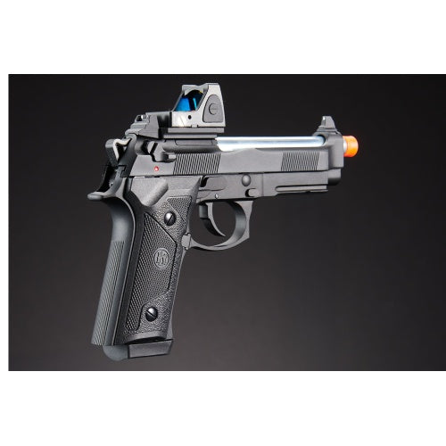 KLI KL-92 Elite IA Optic Ready 6mm Dual Power Gas / CO2 Blowback Airsoft Pistol Red Dot Combo - (Black)