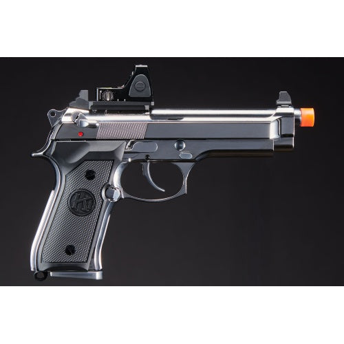 KLI KL-92 Platinum 6mm Dual Power CO2/Gas Blowback Airsoft Pistol Red Dot Combo - (Platinum)
