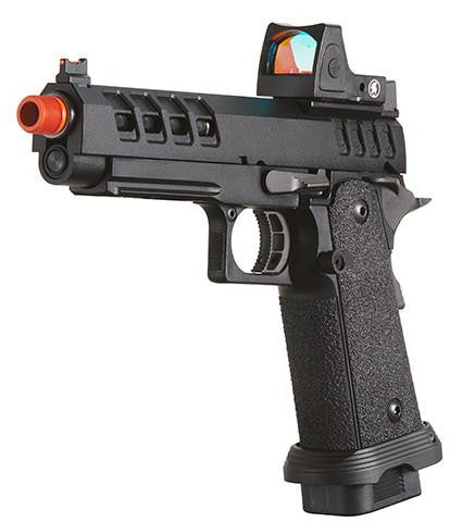 Lancer Tactical Heracles Hi-Capa Gas Blowback Airsoft Pistol - BLACK-REFLEX RED DOT