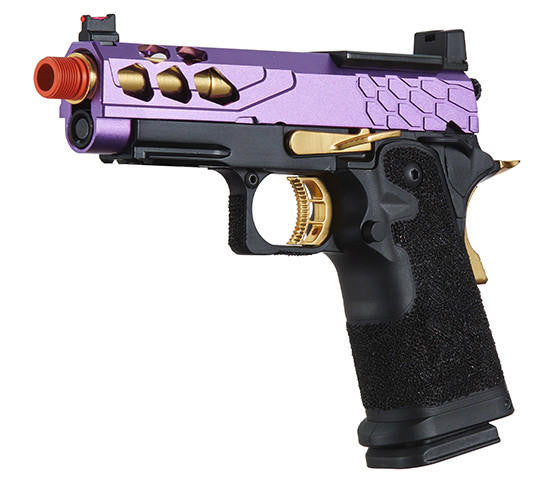 Lancer Tactical Stryk Hi-Capa 4.3 Gas Blowback Airsoft Pistol w/ Red Dot Mount (Color: Black, Purple, & Gold)