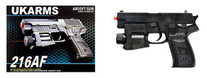 Airsoft Gun UK Arms Airsoft Spring Powered Laser Pistol w/ Strobe Black