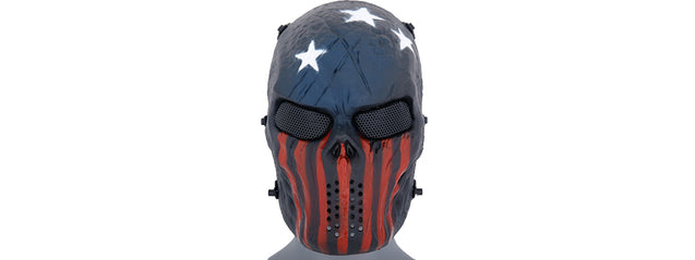Ac-319R Villain Skull Mesh Face Mask (Stars & Stripes) Airsoft Gun / Accessories