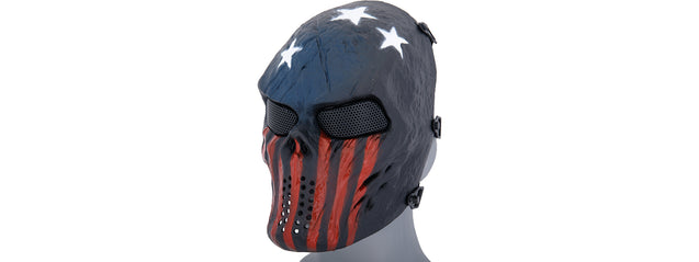 Ac-319R Villain Skull Mesh Face Mask (Stars & Stripes) Airsoft Gun / Accessories