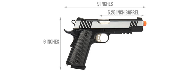 Army Armament Full Metal R28 1911 Desert Warrior GBB Airsoft Pistol (Black / Silver)