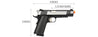Army Armament Full Metal R28 1911 Desert Warrior GBB Airsoft Pistol (Black / Silver)