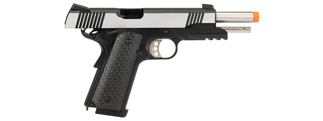 Army Armament Full Metal R28 1911 Desert Warrior GBB Airsoft Pistol (Black / Silver)