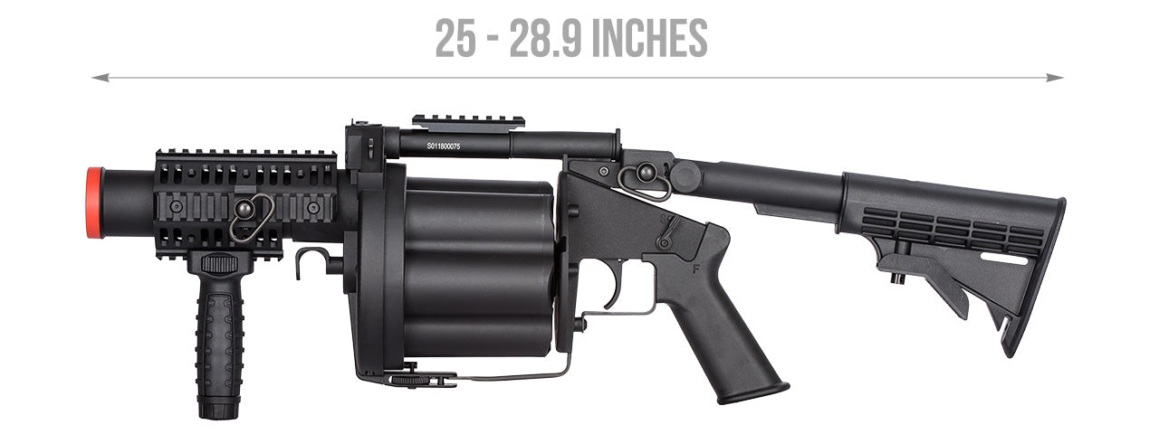 Ics 6 Round 40Mm Airsoft Revolving Grenade Launcher - Black - Army ...