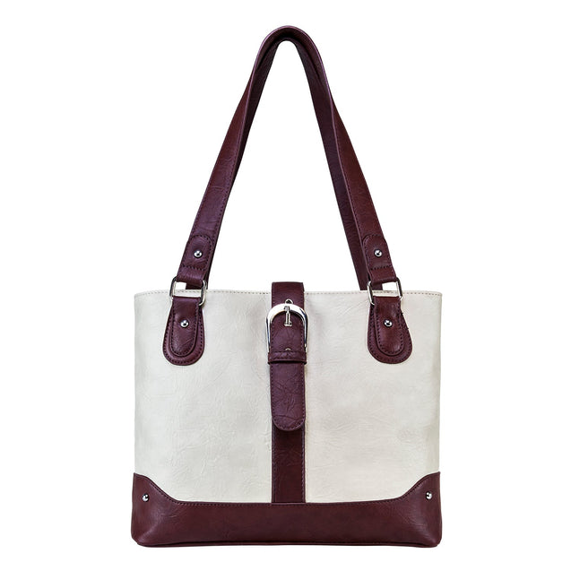 Vism Concealed Carry Shoulder Bag, Off White w/Burgundy, BWG002 Carrying Bag