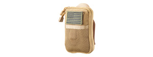 Code 11 Pocket Pouch with U.S. Flag Patch (Color: Tan)