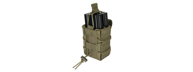 Lancer Tactical 1000D Nylon Molle Bungee Double Mag Pouch (Od Green)