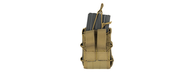Lancer Tactical 1000D Nylon Molle Bungee Double Mag Pouch (Tan)
