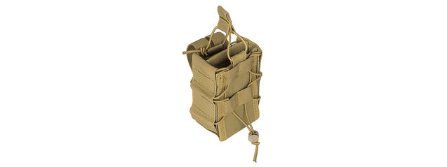 Lancer Tactical 1000D Nylon Molle Bungee Double Mag Pouch (Tan)