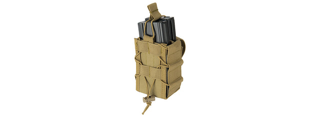 Lancer Tactical 1000D Nylon Molle Bungee Double Mag Pouch (Tan)