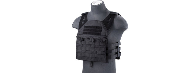 Lancer Tactical Lightweight Molle Tactical Vest with Retention Cords (Color: Black) Airsoft Gun / Accessories