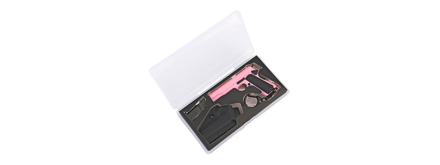 Tactical Detachable Mini 1911 Pistol Keychain with Holster (Color: Pink)