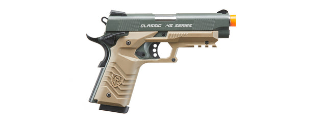 HFC Classic .45 Series Metal Green Gas Blowback Airsoft Pistol (Color: Black & Dark Earth)
