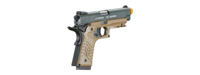HFC Classic .45 Series Metal Green Gas Blowback Airsoft Pistol (Color: Black & Dark Earth)