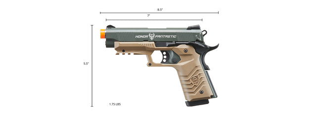 HFC Classic .45 Series Metal Green Gas Blowback Airsoft Pistol (Color: Black & Dark Earth)