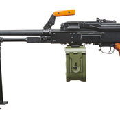 A&K PKM Russian Battlefield Squad Airsoft Machine Gun with Real Wood Furniture (Color: Black)