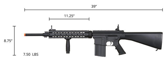 A&K Full Metal SR-25 Airsoft AEG Rifle Gun with Stubby Stock  (Color: Black)