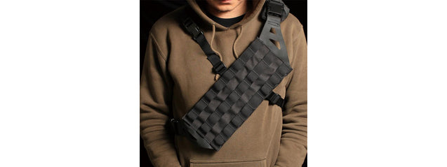 Laylax Cross Chest Lightweight Molle Bandolier Sling Rig (Color: Black) Airsoft Gun Accessories