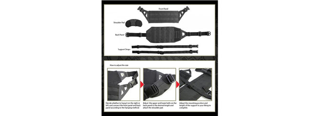 Laylax Cross Chest Lightweight Molle Bandolier Sling Rig (Color: Black) Airsoft Gun Accessories