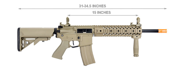 Lancer Tactical Airsoft Rifle Gun 370 - 395 FPS Hybrid Gen 2 M4 EVO Airsoft AEG Rifle (TAN)