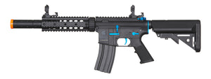 Lancer Tactical Gen 2 M4 SD Carbine Airsoft AEG Rifle with Mock Suppressor (Color: Black / Blue)