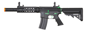 Airsoft Gun Lancer Tactical Gen 2 M4 SD Carbine Airsoft AEG Rifle with Mock Suppressor (Color: Black / Green)