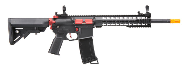 Lancer Tactical Gen 3 10" Keymod Airsoft Rifle Gun M4 Carbine AEG Rifle with Red Accents (Color: Black)
