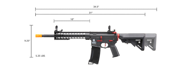 Lancer Tactical Gen 3 10" Keymod Airsoft Rifle Gun M4 Carbine AEG Rifle with Red Accents (Color: Black)