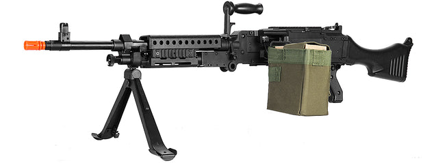 Lancer Tactical Full Metal M240 Airsoft AEG Squad Automatic Machine Gun with Box Magazine (Color: Black)