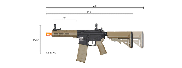 Airsoft Gun Lancer Tactical Mayhem 7" M-LOK Proline Series M4 Airsoft Rifle w/ Crane Stock (Color: Two-Tone)