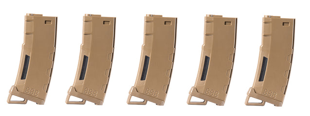 Lancer Tactical 130 Round High Speed Mid-Cap Magazine Pack of 5 (Tan)